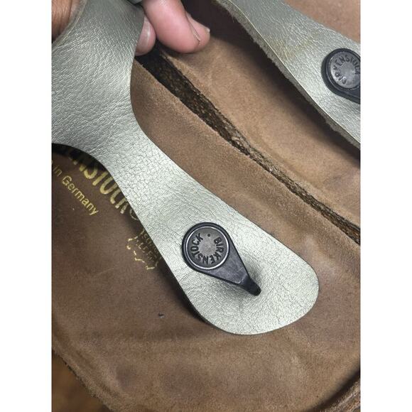 Birkenstock Women's Sz 37 W 6 M 4 Gizeh Green Leather Thong Slip On Sandals - Picture 7 of 12